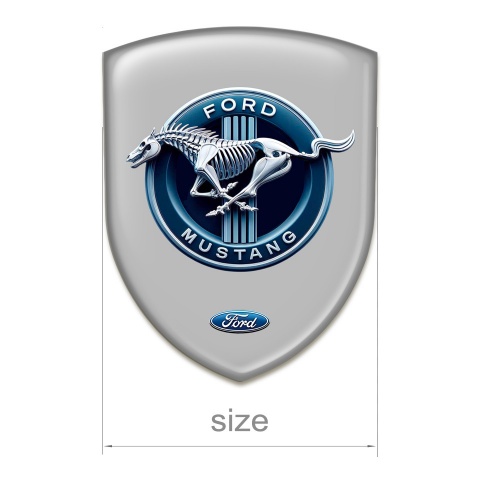 Ford Mustang Silicone Car Decal Badge Grey Base Blue Logo Circle