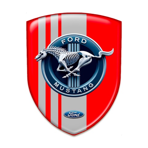 Ford Mustang Silicone Shield Red Print Grey Ribbons and Blue Logo Circle