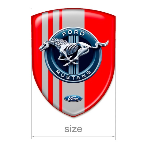 Ford Mustang Silicone Shield Red Print Grey Ribbons and Blue Logo Circle