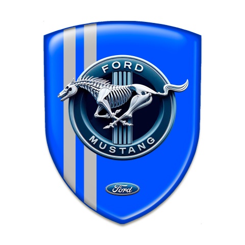 Ford Mustang Auto Emblem Blue Prnt Grey Lines Blue Logo Circle