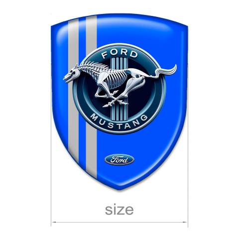 Ford Mustang Auto Emblem Blue Prnt Grey Lines Blue Logo Circle