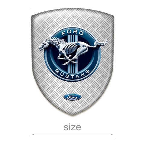 Ford Mustang Tuning Emblem Grey Mesh Base Blue Logo Circle