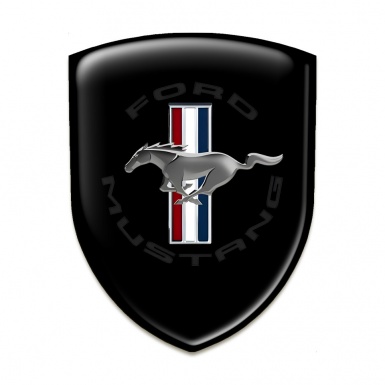 Ford Mustang Self Adhesive Emblem Logo Black Background Grey Horse Style 