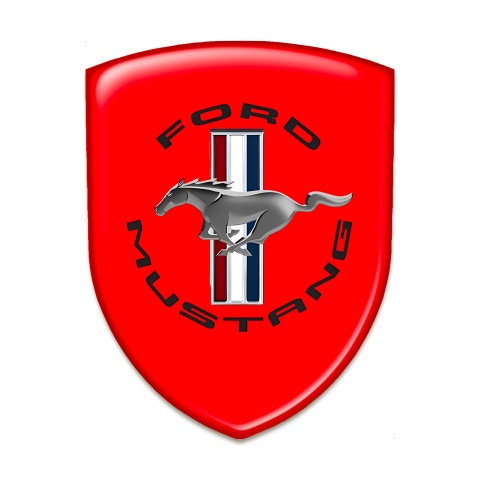 Ford Mustang Silicone Emblem Red Background Classic Style 