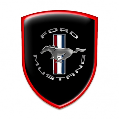 Ford Mustang Car Accessories Badge Black Base Red Outer Line design 