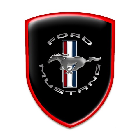 Ford Mustang Car Accessories Badge Black Base Red Outer Line design 