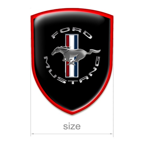 Ford Mustang Car Accessories Badge Black Base Red Outer Line design 