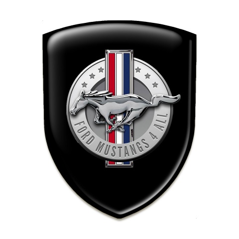 Ford Mustang Emblem Badge Logo Black Print Round Logo 