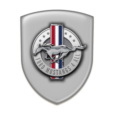 Ford Mustang Domed Emblem Grey Print Round Logo 