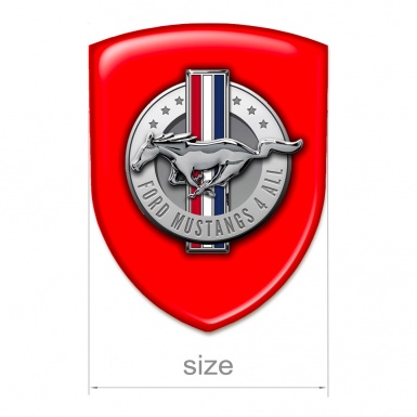 Ford Mustang Resin Sticker Red Print Round Logo 