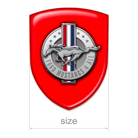 Ford Mustang Resin Sticker Red Print Round Logo 