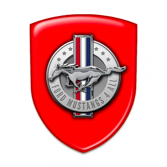 Ford Mustang Resin Sticker Red Print Round Logo 