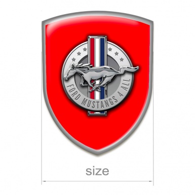 Ford Mustang Emblem Exterior Red Print Grey Outline Style 