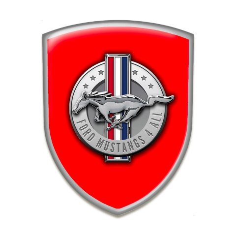 Ford Mustang Emblem Exterior Red Print Grey Outline Style 