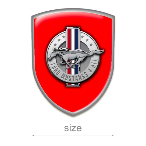 Ford Mustang Emblem Exterior Red Print Grey Outline Style 