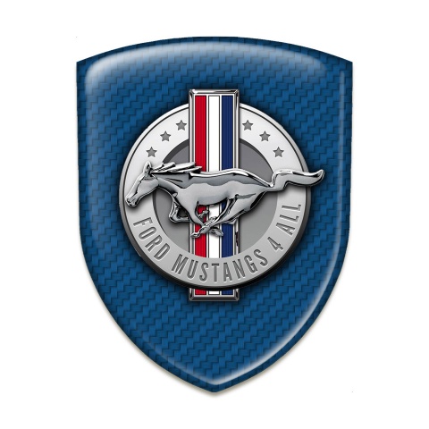 Ford Mustang Emblem Interior Navy Blue Carbon Print Round Logo 