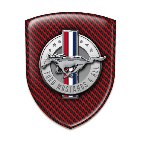 Ford Mustang Self Adhesive Car logo Emblem Red Carbon with Round Classic Logo 