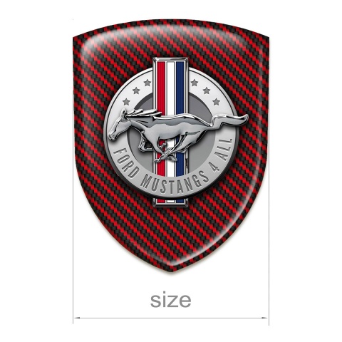 Ford Mustang Self Adhesive Car logo Emblem Red Carbon with Round Classic Logo 