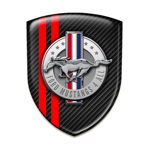 Ford Mustang Silicone Car Decal Badge Black Carbon Red Lines Style 