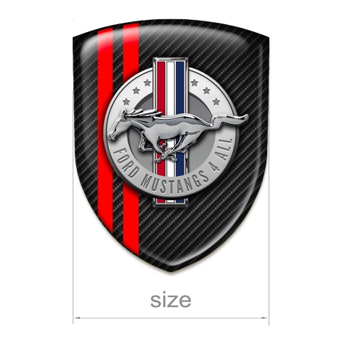 Ford Mustang Silicone Car Decal Badge Black Carbon Red Lines Style 