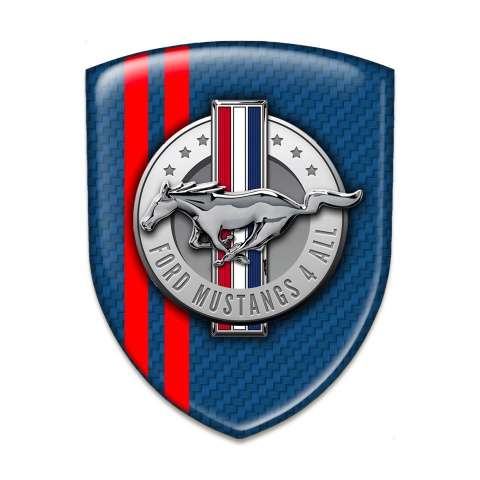 Ford Mustang Silicone Shield Navy Blue Carbon Red Lines Style 