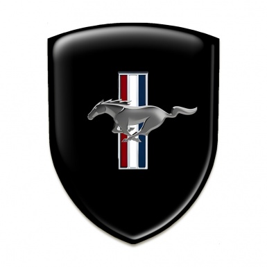 Ford Mustang Auto Emblem Racing Edition Black Warp Logo Silver Horse