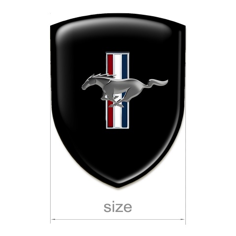 Ford Mustang Auto Emblem Racing Edition Black Warp Logo Silver Horse