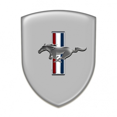 Ford Mustang Emblem Badge Logo Grey Base Silver Horse Style 