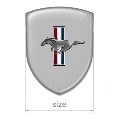 Ford Mustang Emblem Badge Logo Grey Base Silver Horse Style 