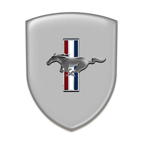 Ford Mustang Emblem Badge Logo Grey Base Silver Horse Style 