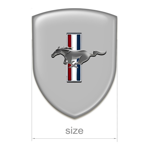 Ford Mustang Emblem Badge Logo Grey Base Silver Horse Style 