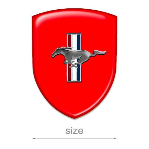 Ford Mustang Logo Emblem High Quality Red Base Silver Logo 