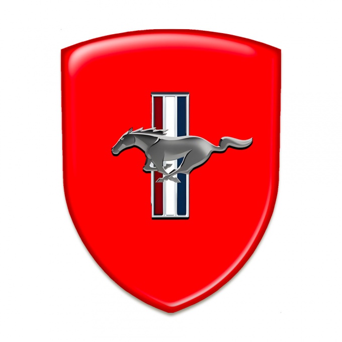 Ford Mustang Logo Emblem High Quality Red Base Silver Logo 