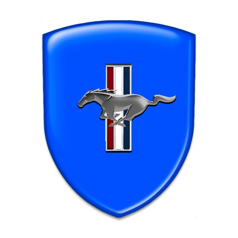 Ford Mustang Tuning Emblem Blue Base Silver Logo Design 