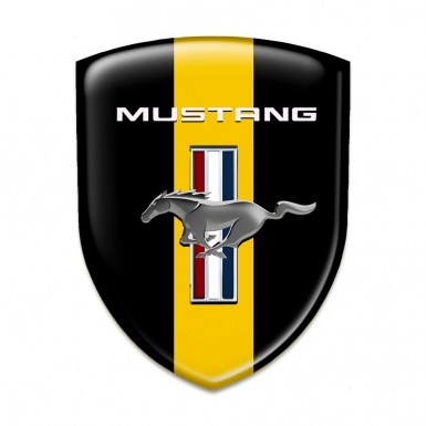 Ford Mustang Silicone Car Decal Badge Black with Yellow Ribbon Edition 