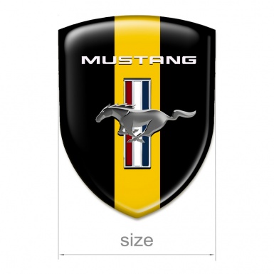 Ford Mustang Silicone Car Decal Badge Black with Yellow Ribbon Edition 