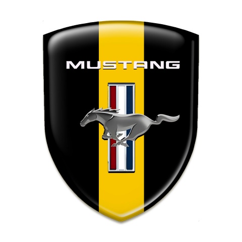 Ford Mustang Silicone Car Decal Badge Black with Yellow Ribbon Edition 