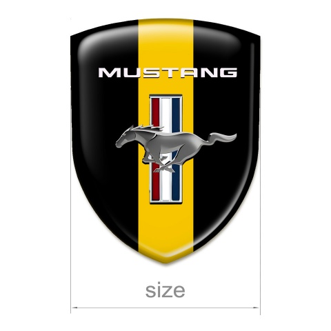 Ford Mustang Silicone Car Decal Badge Black with Yellow Ribbon Edition 