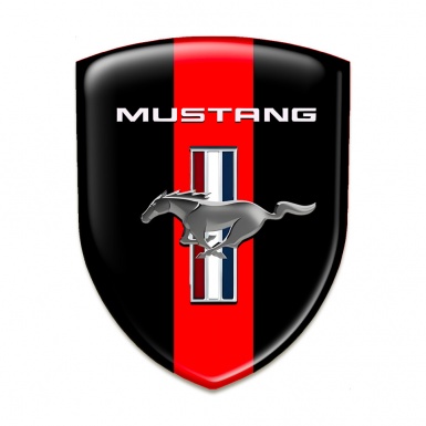Ford Mustang Silicone Badge Black with Red Ribbon Edition 