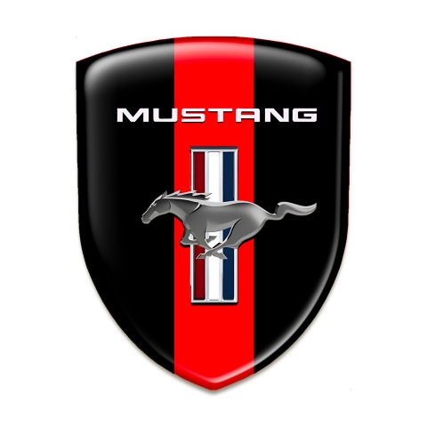 Ford Mustang Silicone Badge Black with Red Ribbon Edition 