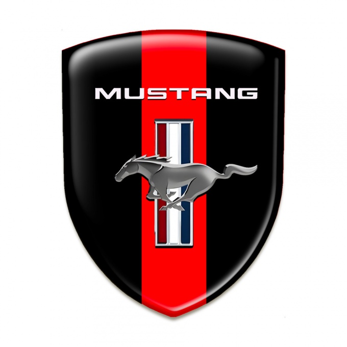 Ford Mustang Silicone Badge Black with Red Ribbon Edition 