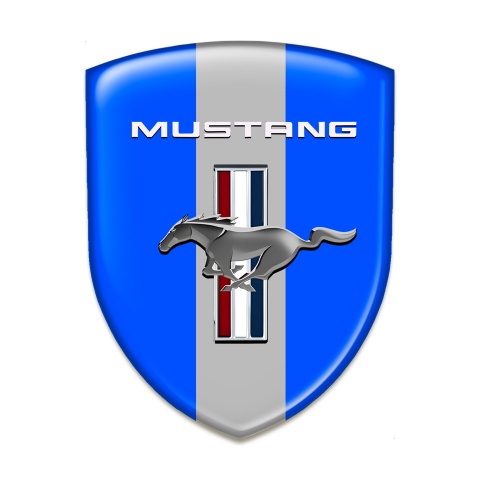 Ford Mustang Silicone Shield Blue with Grey Ribbon Style 