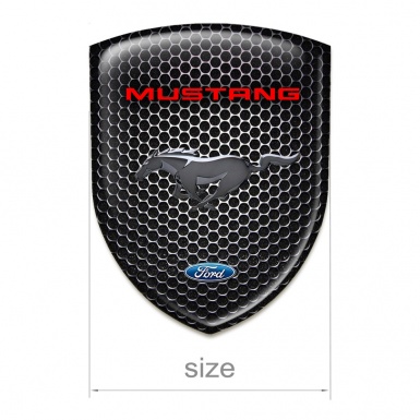 Ford Mustang Resin Sticker Perforated Steel Base Red Logo Inscription