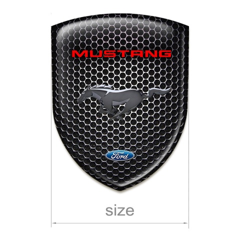 Ford Mustang Resin Sticker Perforated Steel Base Red Logo Inscription