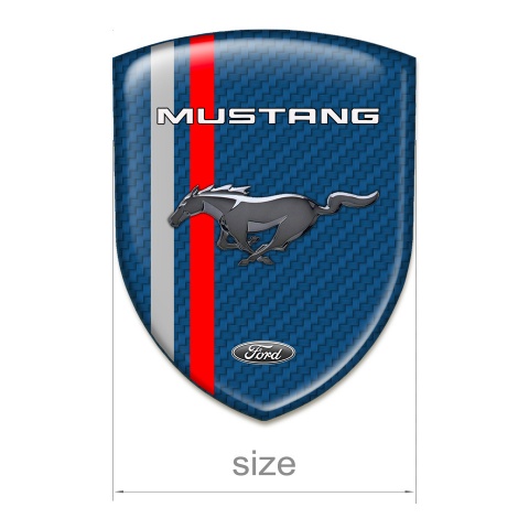 Ford Mustang Silicone Car Decal Badge Navy Blue Carbon Red and Grey Lines Variant