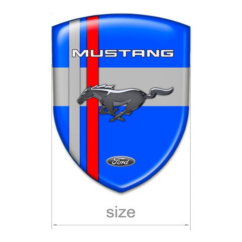 Ford Mustang Silicone Badge Blue Base Crossed Red Grey Lines Design 