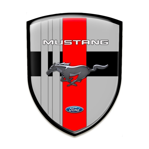Ford Mustang Self Adhesive Emblem Logo Grey Warp red Black Crossed Ribbons Vaeriant 