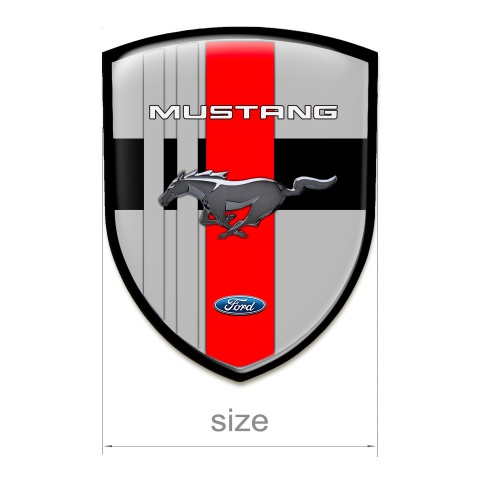 Ford Mustang Self Adhesive Emblem Logo Grey Warp red Black Crossed Ribbons Vaeriant 