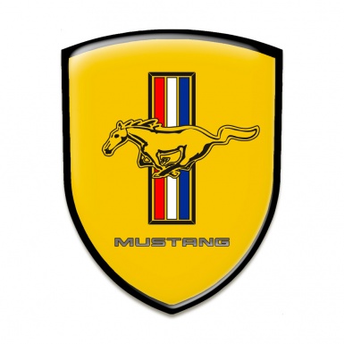 Ford Mustang Silicone Emblem Yellow Warp Black Outline 