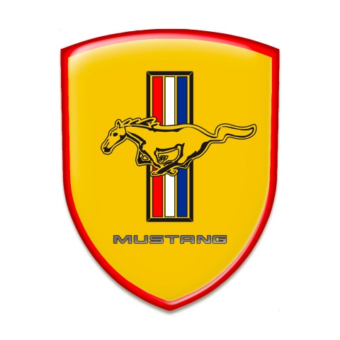 Ford Mustang Silicone Emblem Yellow Background Red Outline Style
